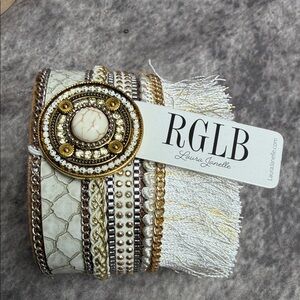 White & Gold Multi-Row Bracelet